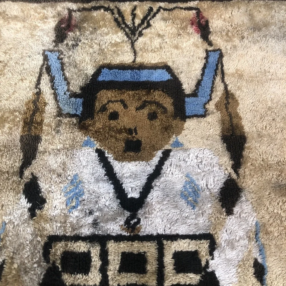 Vintage Woven Rug Native American Wall Hanging Wool ? 26 X 48